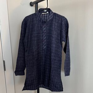 Boy’s Navy Blue Patterned Kurta, Size 6